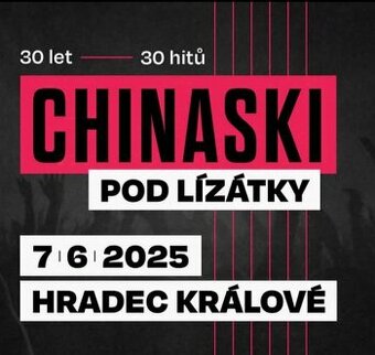 2 lístky na koncert Chinaski 7.6.2025