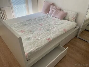 Rám postele Ikea Malm bílá 4 úložné šuplíky