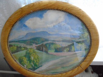 Prodám starý obraz obrázky,plastiky na dřevěných podložkách