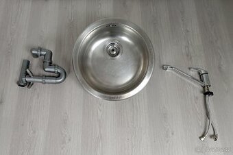 Kulatý dřez IKEA + sifon + baterie