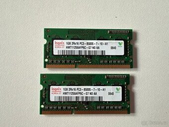 2 GB DDR3 RAM do notebooku (2× 1 GB Hynix PC3-8500S)