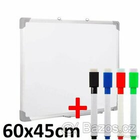 Whiteboard- bílá magnetická tabule 60x45cm + popisovače