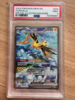 POKEMON Zapdos ex (MEW 202) edice 151 PSA 9 MINT