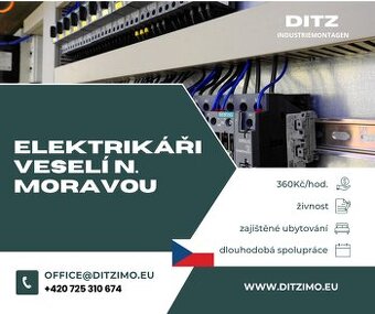 Elektrikáři – stabilní zakázka v Hodoníně, práce na hale