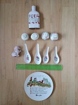 Sběratelský porcelán a keramika lžíce solnička talířek...