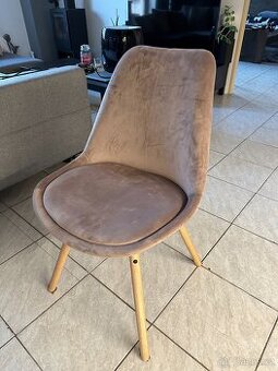 Zánovní jídelní židle KASTRUP samet růžová / dub