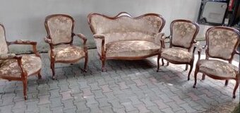 Chipendale starožitná zrestaurovaná soprava 2+4x1 - S.82