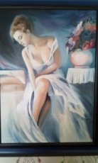 Originál plátno akt "Růžová váza" - Carpin - Nadymáček