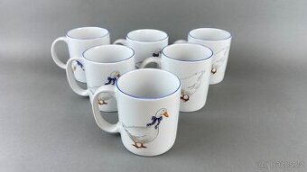 6x Hrnek s husou, porcelán Moritz Zdelauer