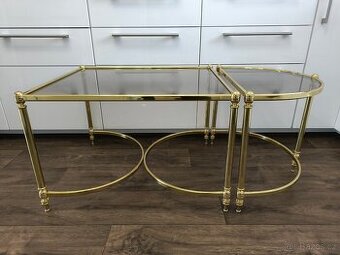 Retro zlatý konferenční stolek - Hollywood Regency
