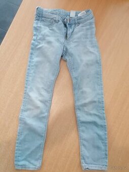 dívčí džíny H&M 128 7-8 let, skinny, sv. modrá