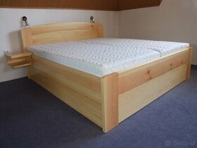 Nová dřevěná masivní postel, borovice,nosnost 700 kg, Odvezu - 1