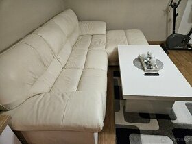 Kožená sedačka + stolek a koberec