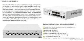 Switch Mikrotik CSS610-8G-2S+IN --> novy, 2000 Kc