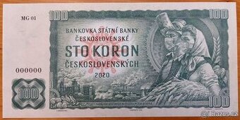 100 Koron Československých KORONAVIRUS, ANULÁT, 2020, Gábriš