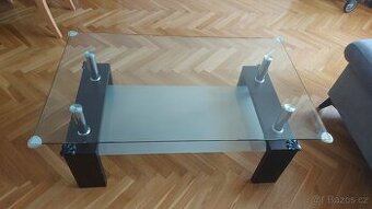 Skleněný konferenční stolek 100x60cm výška 45cm, hnědá barva