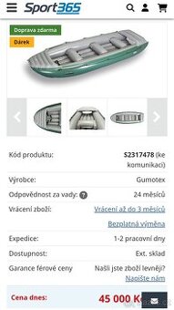 Prodávám zánovní Raft Colorado 450.
