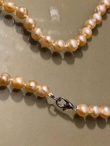 Perlový náhrdelník z pravých růžových perel 7-8 mm