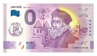 0 EuroSouvenir Euro bankovka JAN HUS fialový přítisk