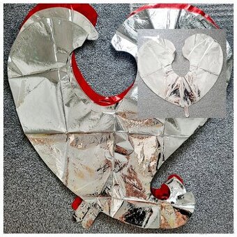 Fóliové balónky Srdce - stříbrné a červené