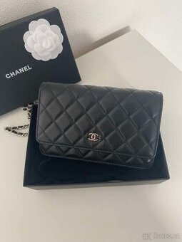 Chanel woc - kabelka na řetízku, černá, silver hw