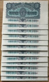 3 Kčs 1953 náhradní série ZB - stav UNC