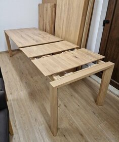 Nový rozkládací stůl bělený dub masiv 90x160+2x45