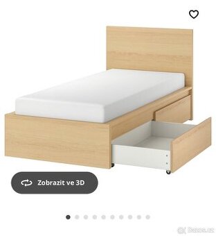 Postel IKEA MALM bíle mořená dubová dýha 90x200
