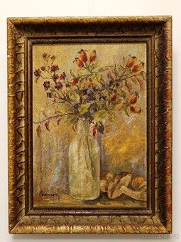 Obraz Jiří Kaucký, Šípky a houby, olej na desce 42x32