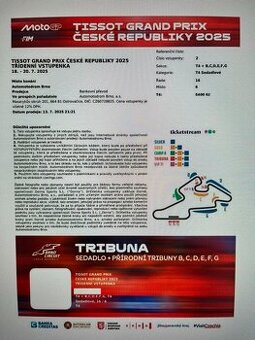 MotoGP Brno 2025 - 2x vstupenka na tribunu T4 - TŘÍDENNÍ -