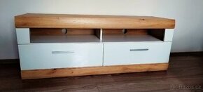 TV stolek barva bílá a dub wotan - NOVÝ