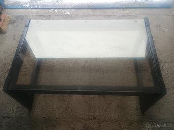 Konferenční stůl s hrubým sklem - použitý, retro