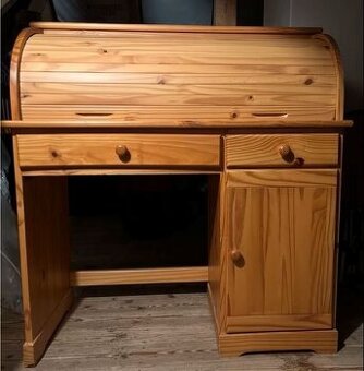Psací stůl dřevěný s rolovacím víkem - sekretář