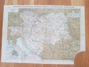 Starou železniční mapu Rakousko-Uherské monarchie, - 1