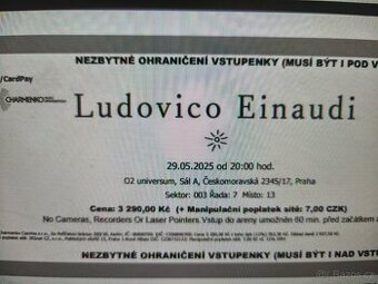 Vstupenky Ludovico Einaudi 29.5. od 20:00