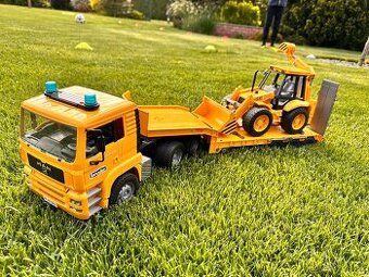 Bruder 1654 Nákladní auto MAN návěs + traktor JCB MIDI CX
