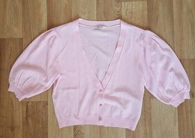 Krátký růžový svetřík na knoflíky, vel. 34 XS, Orsay