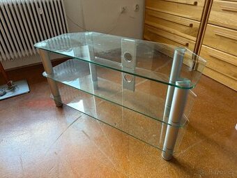 Skleněný TV stolek / HiFi stolek – 3 police