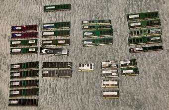 Paměti RAM do PC, typu DDR, DDR2 a DDR3, uvedená cena za vše
