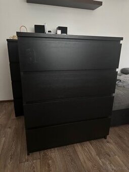 Komoda Malm +noční stolek+knihovna Kallax