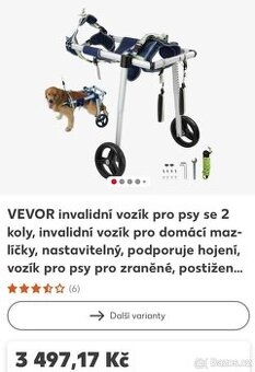 Invalidní vozík pro pejsky, největší velikost- L, NOVÝ