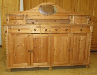 Komoda z borovice s nástavbou - celomasiv - Výborný stav