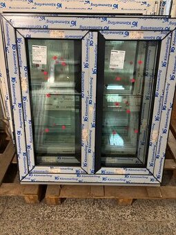 Okno PVC 1070x1120MM, dvoukřídlé, trojsklo, antracit