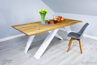 Designový dubový stůl z masivu a oceli Loft / industrial