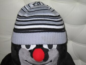 Čepice černošedý proužek 1-2 roky, 49 cm