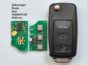 Klíč Škoda Volkswagen Seat 1K0959753N.
