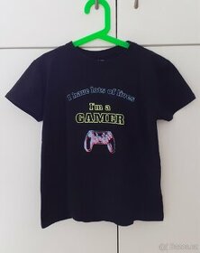 Černé tričko s potiskem Gamer