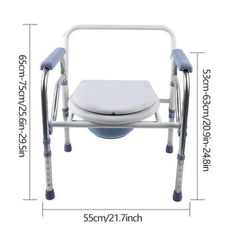 Seniorská toaletní židle, výškově nastavitelná