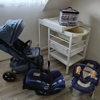 Přebalovací pult, kočárek. houpátko...