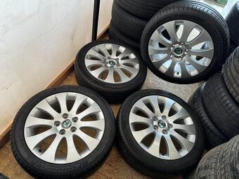 Alu 17" 5x112, orig. škoda typ "VENUS" letní pneu 85% TOP